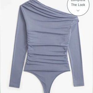Abercrombie Long Sleeve Asymmetrical Draped Bodysuit - Blue (Size S)